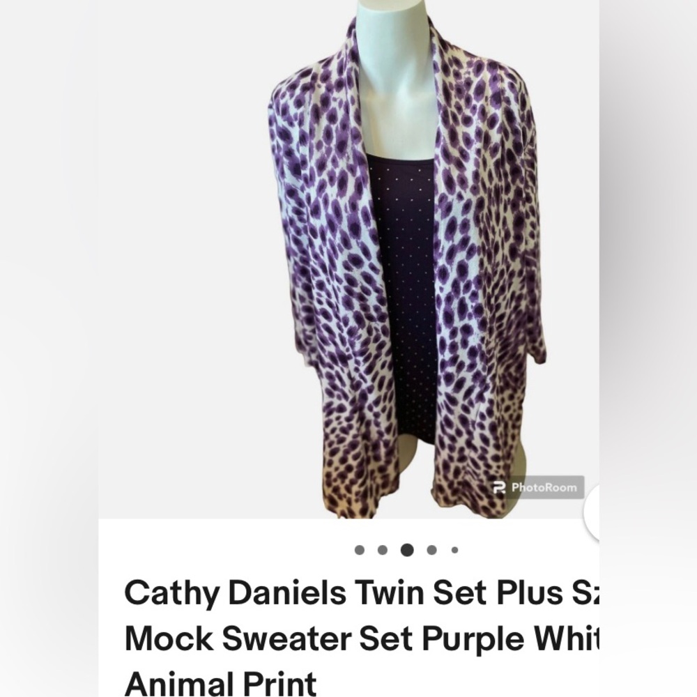 Purple leopard 2pc sweater and top attached size large